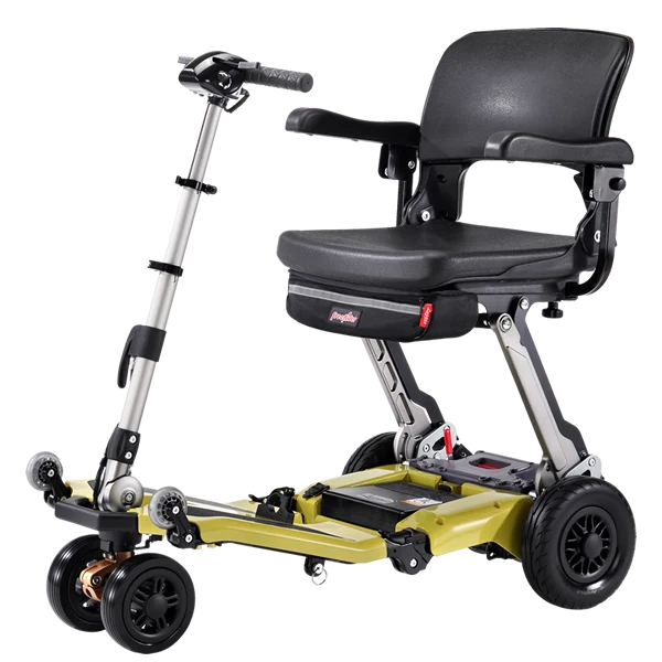 FreeRider USA Luggie Super Plus 3 folding mobility scooter in Mustard Yellow