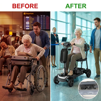 37.5Lb Lightweight Mobility Scooter for Seniors & Adults - Cruise & Airline Approved, Removable Lithium Battery, Foldable Portable Travel Motorized Scooter, No Assembly Needed, 12.4Miles Range, Black — Before & After