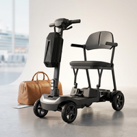 37.5Lb Lightweight Mobility Scooter for Seniors & Adults - Cruise & Airline Approved, Removable Lithium Battery, Foldable Portable Travel Motorized Scooter, No Assembly Needed, 12.4Miles Range, Black — Studio Shot