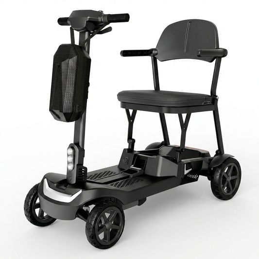 37.5Lb Lightweight Mobility Scooter for Seniors & Adults - Cruise & Airline Approved, Removable Lithium Battery, Foldable Portable Travel Motorized Scooter, No Assembly Needed, 12.4Miles Range, Black — Studio Shot