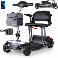 Mobility Scooter for Seniors & Adults Foldable, Airline Approved, 44Lbs Lightweight 4 Wheel Electric Scooter, Portable for Travel, with Removable Battery & USB Port