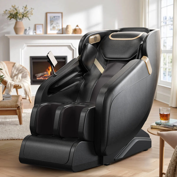 4D Full Body Massage Chair with Zero-Gravity Recline, Heat, Foot Massage, Airbags, Bluetooth, and LCD Touch Control - Black