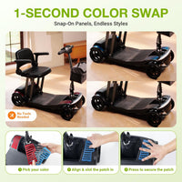 Mobility Scooter for Seniors & Adults Foldable, Airline Approved, 44Lbs Lightweight 4 Wheel Electric Scooter, Portable for Travel, with Removable Battery & USB Port