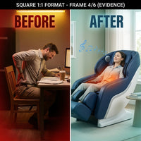 Blue Faux Leather Zero Gravity Recliner 3D Programmable Massage Chair — Before & After