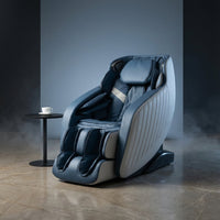 Blue Faux Leather Zero Gravity Recliner 3D Programmable Massage Chair — Studio Shot
