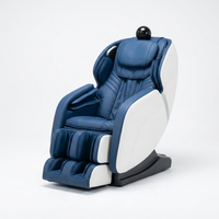 Blue Faux Leather Zero Gravity Recliner 3D Programmable Massage Chair — Studio Shot