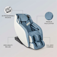 Blue Faux Leather Zero Gravity Recliner 3D Programmable Massage Chair — infographic