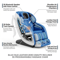 Blue Faux Leather Zero Gravity Recliner 3D Programmable Massage Chair — How It Works