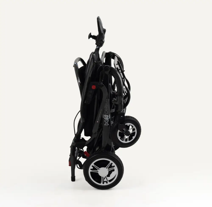 Monarch MM60 carbon lightweight folding electric wheelchair folded for transport and storage