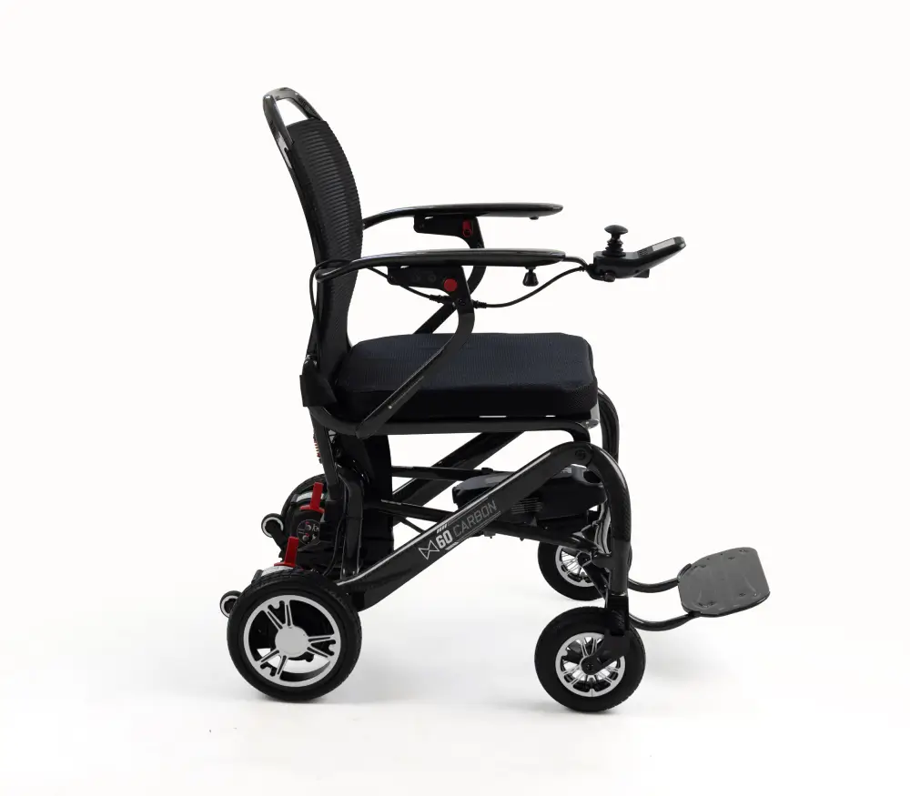 Monarch MM60 carbon lightweight folding electric wheelchair side view