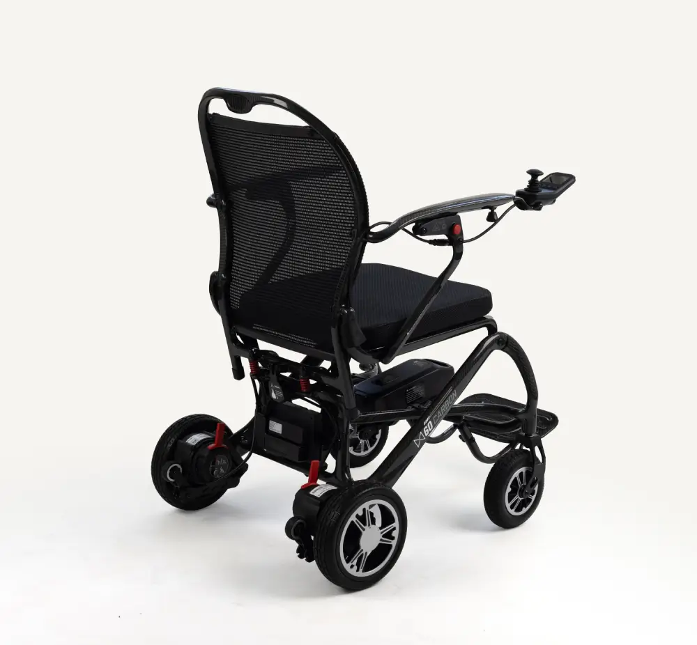 Monarch MM60 carbon lightweight folding electric wheelchair rear view