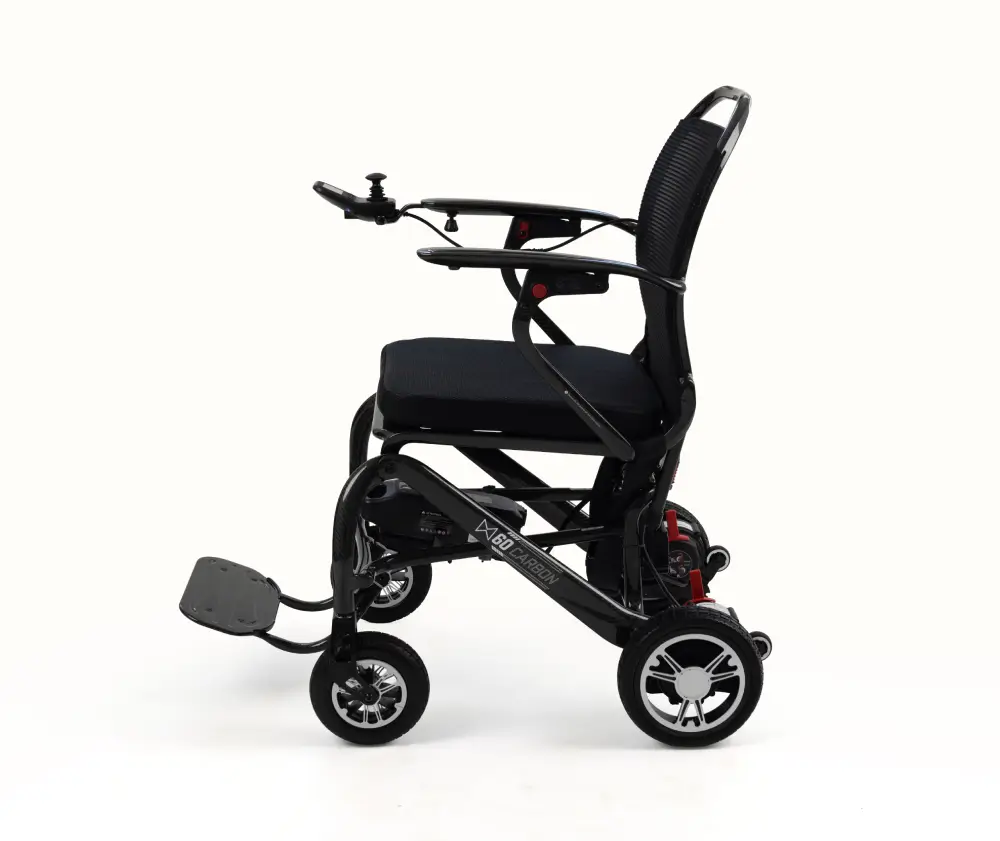 Monarch MM60 carbon lightweight folding electric wheelchair side profile
