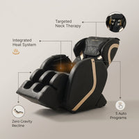 Massage Chair Built for Complete Relaxation, Zero Gravity, Heating, 5 Automatic Programs — infographic