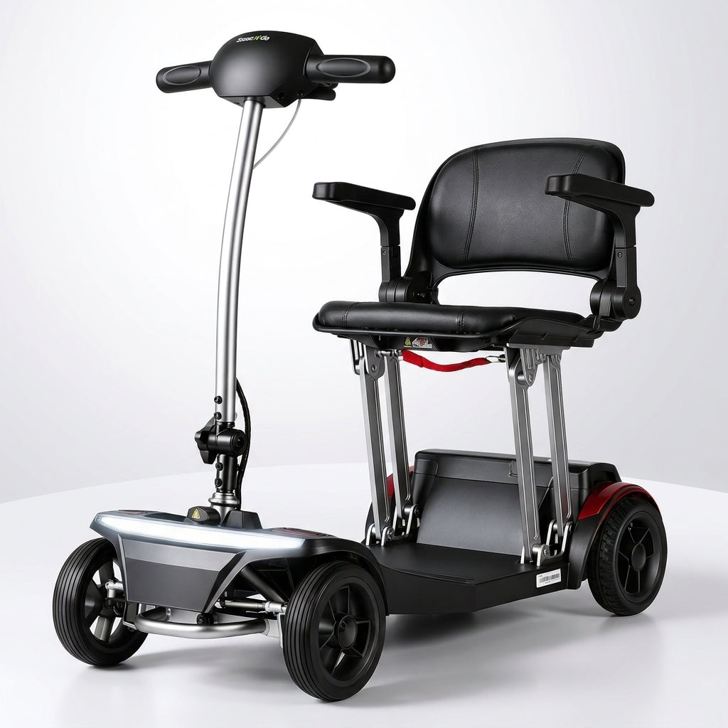Mobility Scooter for Seniors & Adults Foldable, Airline Approved, 44Lbs Lightweight 4 Wheel Electric Scooter, Portable for Travel, with Removable Battery & USB Port — Studio Shot