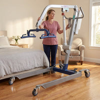 Portable Hydraulic Mobility Transfer Lift for Home Use - 6 Point Spreader - with Electric Upgrade - Expandable Base, Compact — Lifestyle