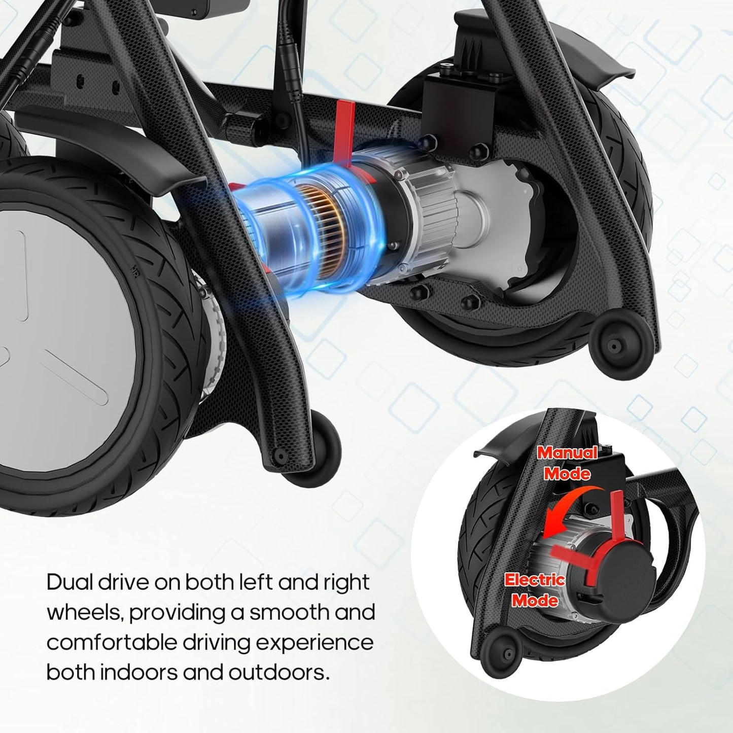Electric Wheelchair for Adults Carbon Fiber Foldable Motorized Wheelchair Ultra Lightweight 36 Lbs