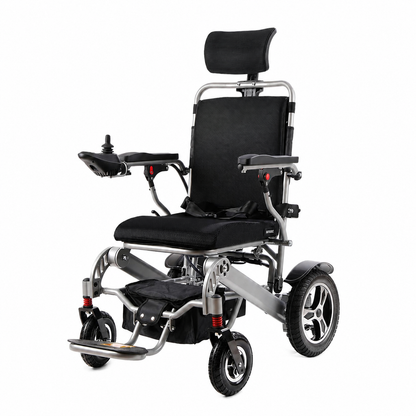 Reclining Foldable Electric Wheelchair for Adults & Seniors, All-Terrain, Airline Approved Silver